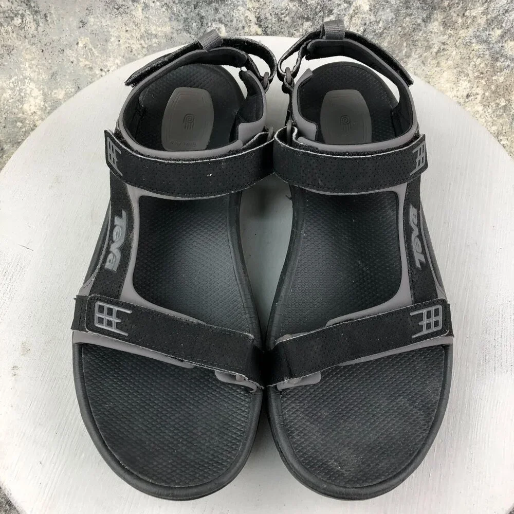 Teva Men's Size 13 Minam Black Open Toe Easy Hook & Loop Outdoor Hiking Sandals